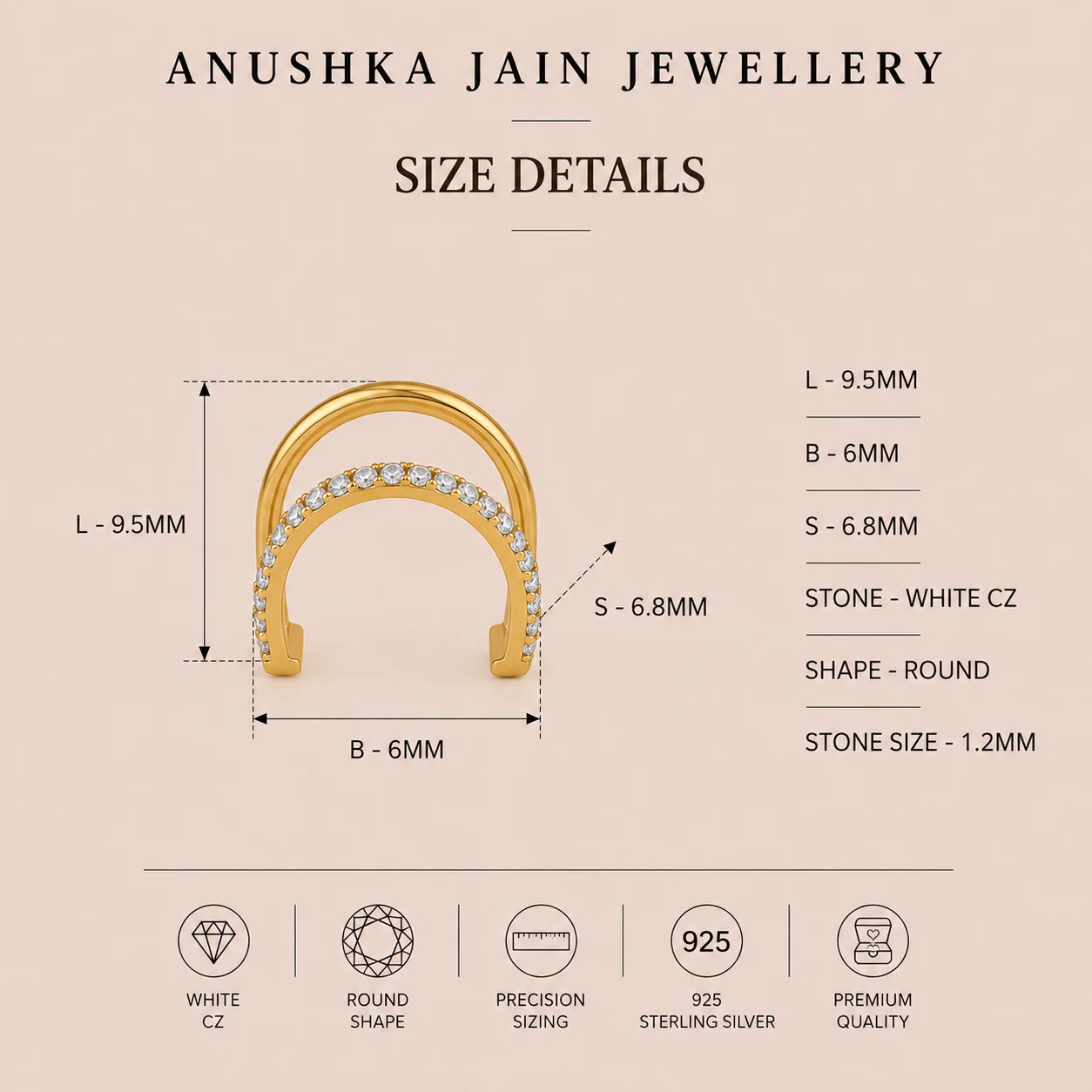 Half Diamond Ear Cuff - Image 4
