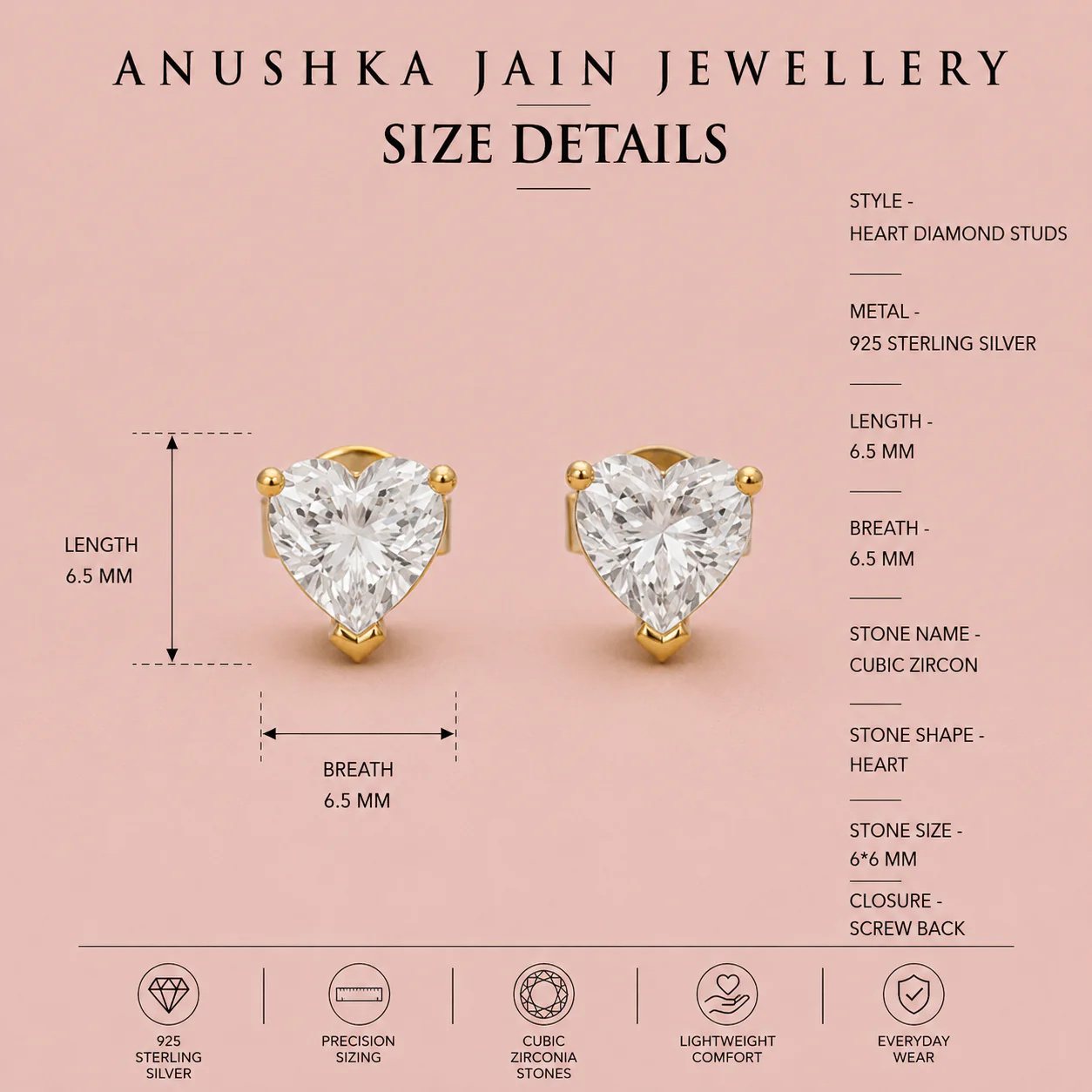 Heart Diamond Studs - Image 4