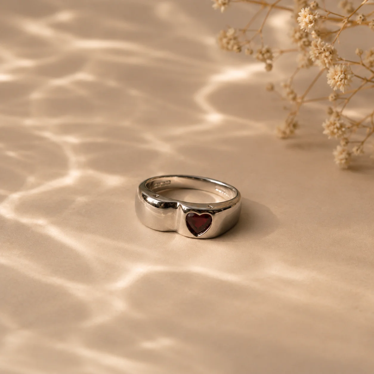Heart Garnet Signet Ring - Image 2