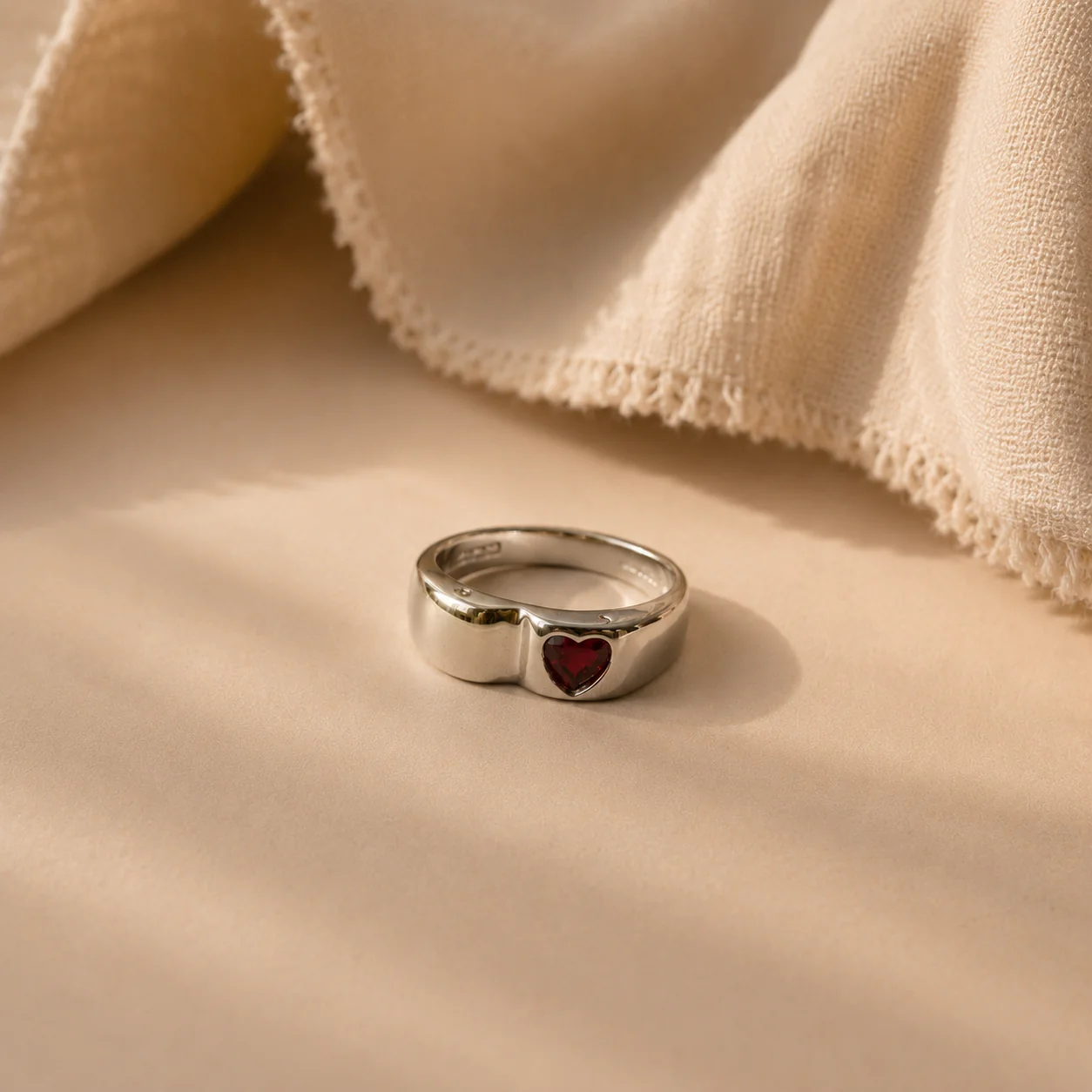 Heart Garnet Signet Ring - Image 3