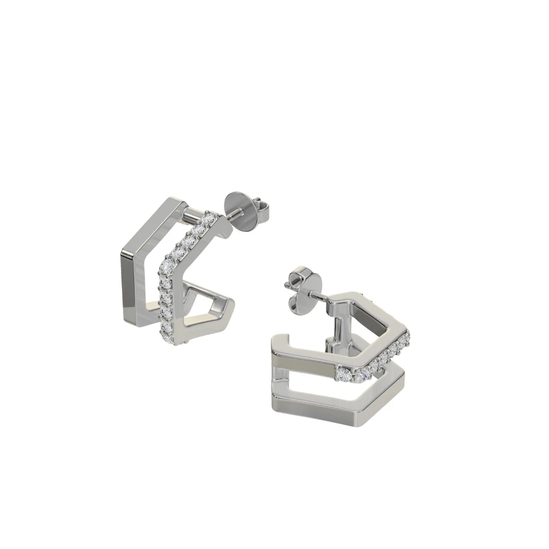 Hexagon Diamond Huggie - Image 4