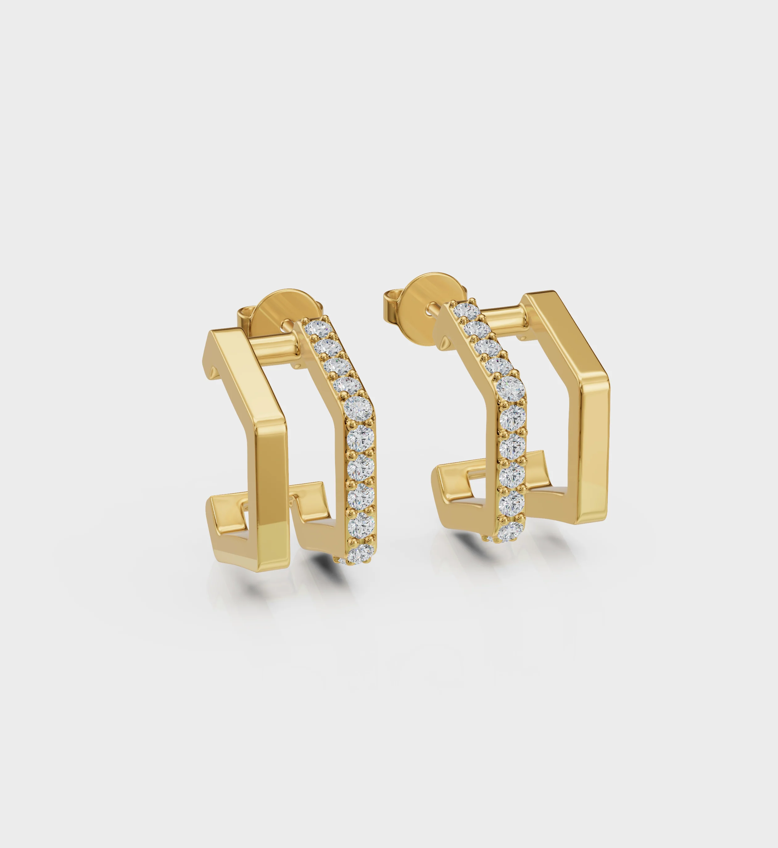 Hexagon Diamond Huggie - Image 5