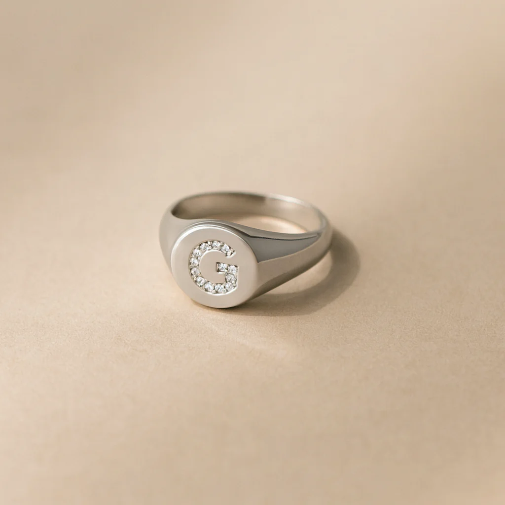 Initial Diamond Signet Ring - Image 3