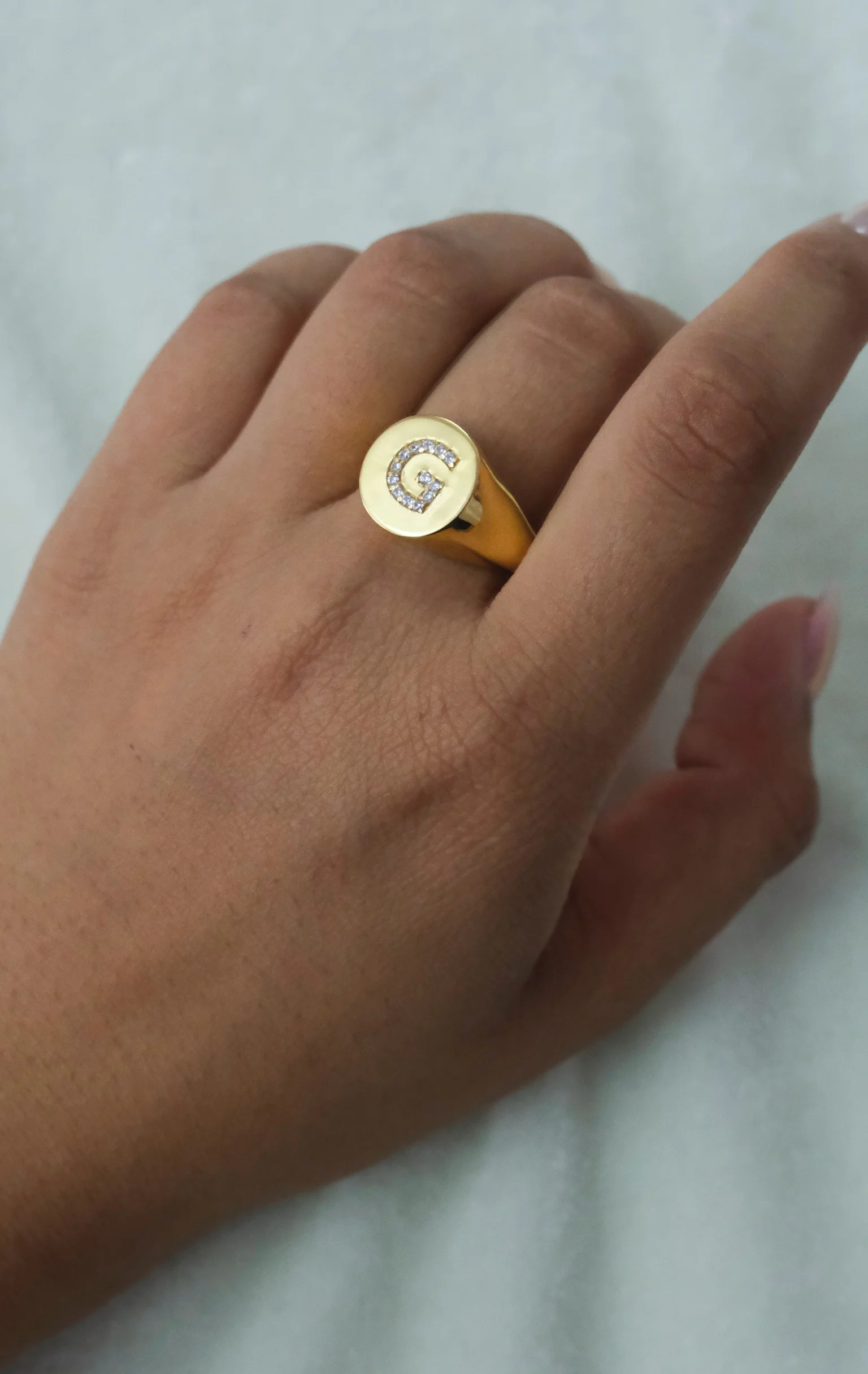 Initial Diamond Signet Ring - Image 4