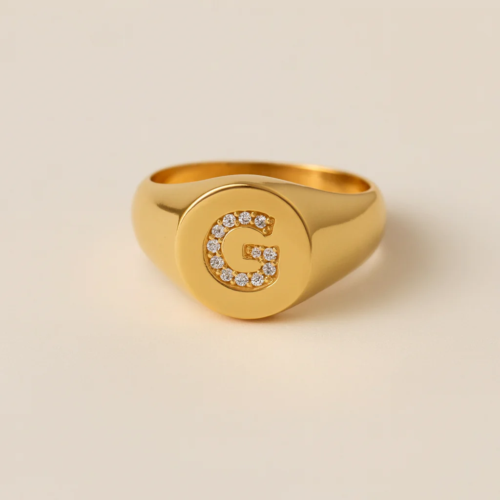 Initial Diamond Signet Ring - Image 6