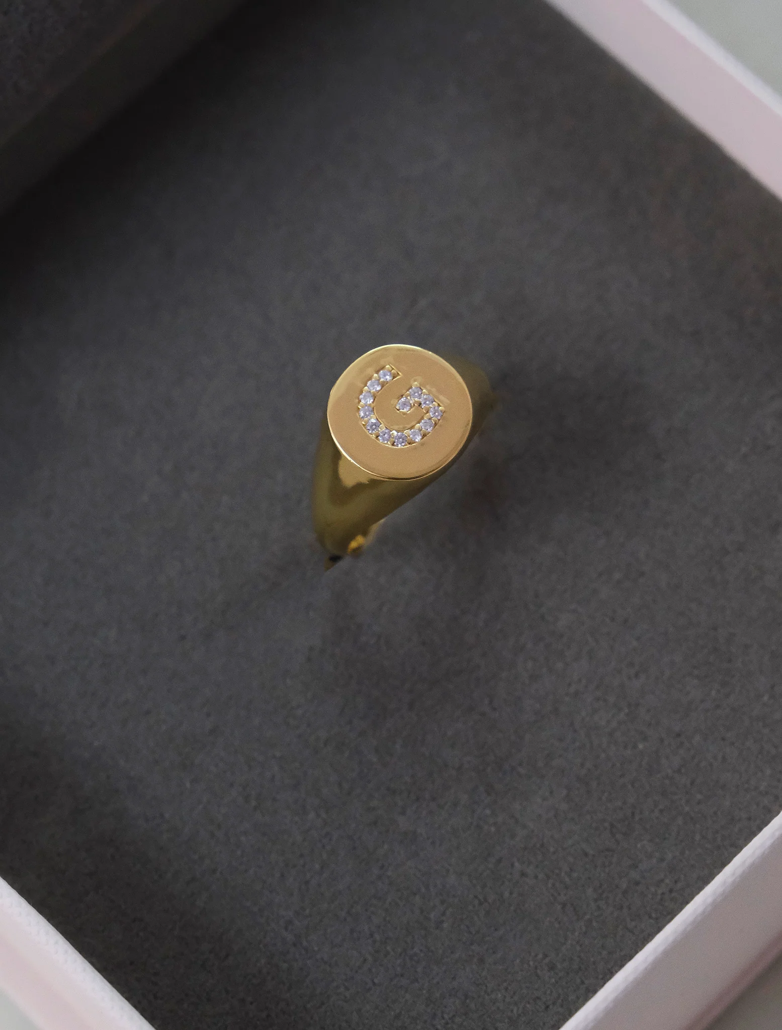 Initial Diamond Signet Ring - Image 7