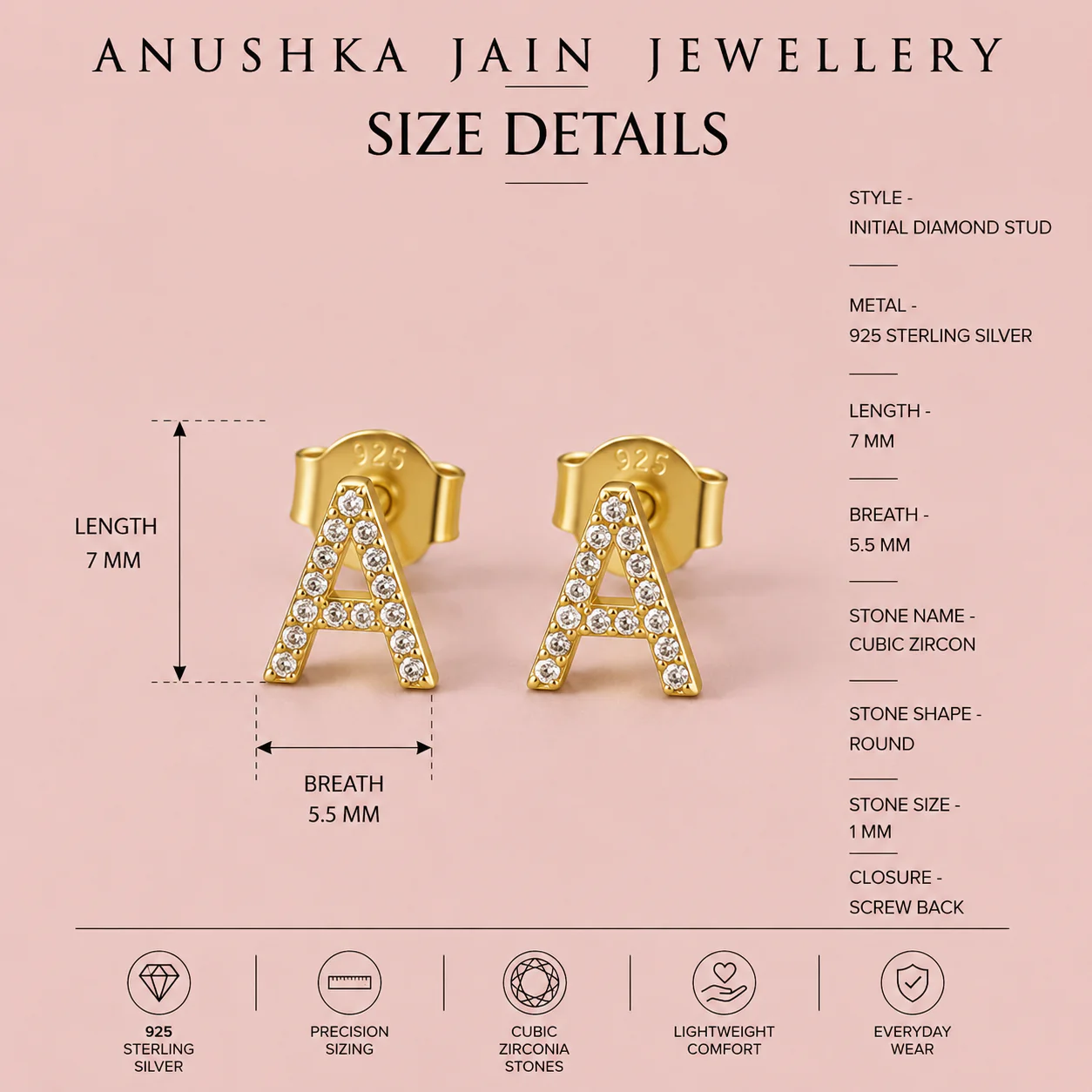 Initial Diamond Stud - Image 5
