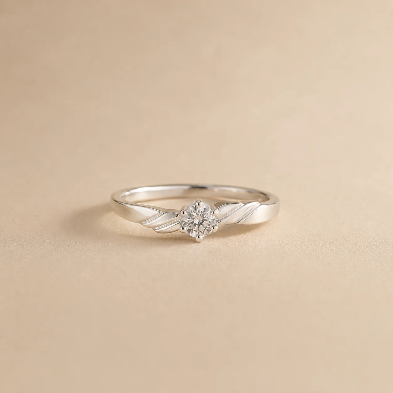 Leaf Twist Solitaire Ring