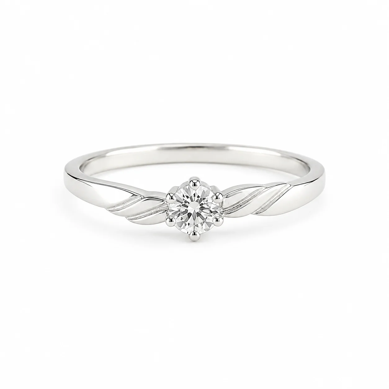 Leaf Twist Solitaire Ring - Image 2