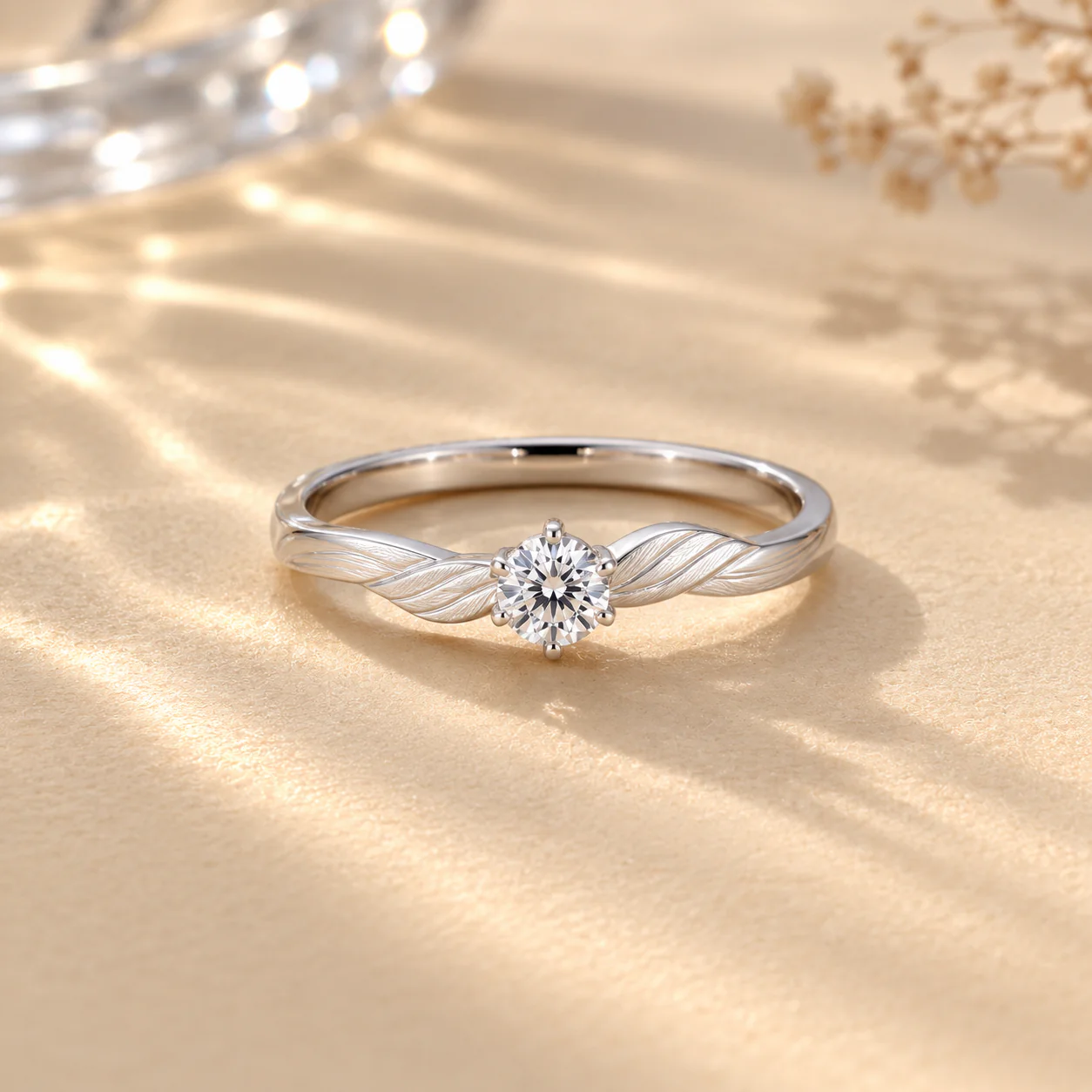 Leaf Twist Solitaire Ring - Image 3