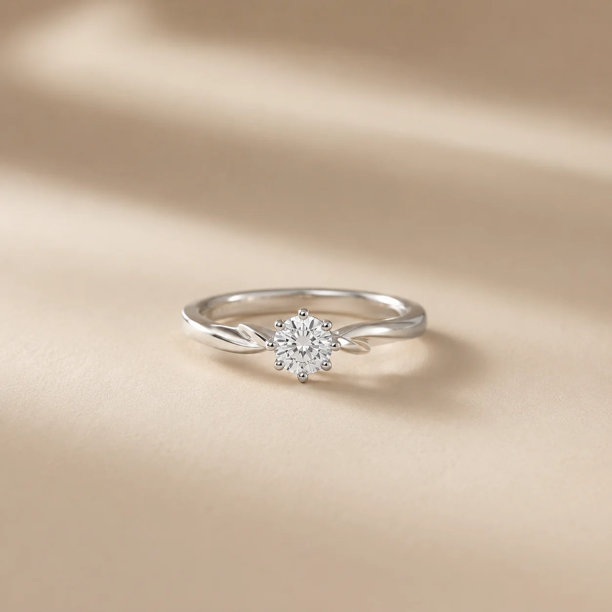 Leaf Whisper Solitaire Ring - Image 2