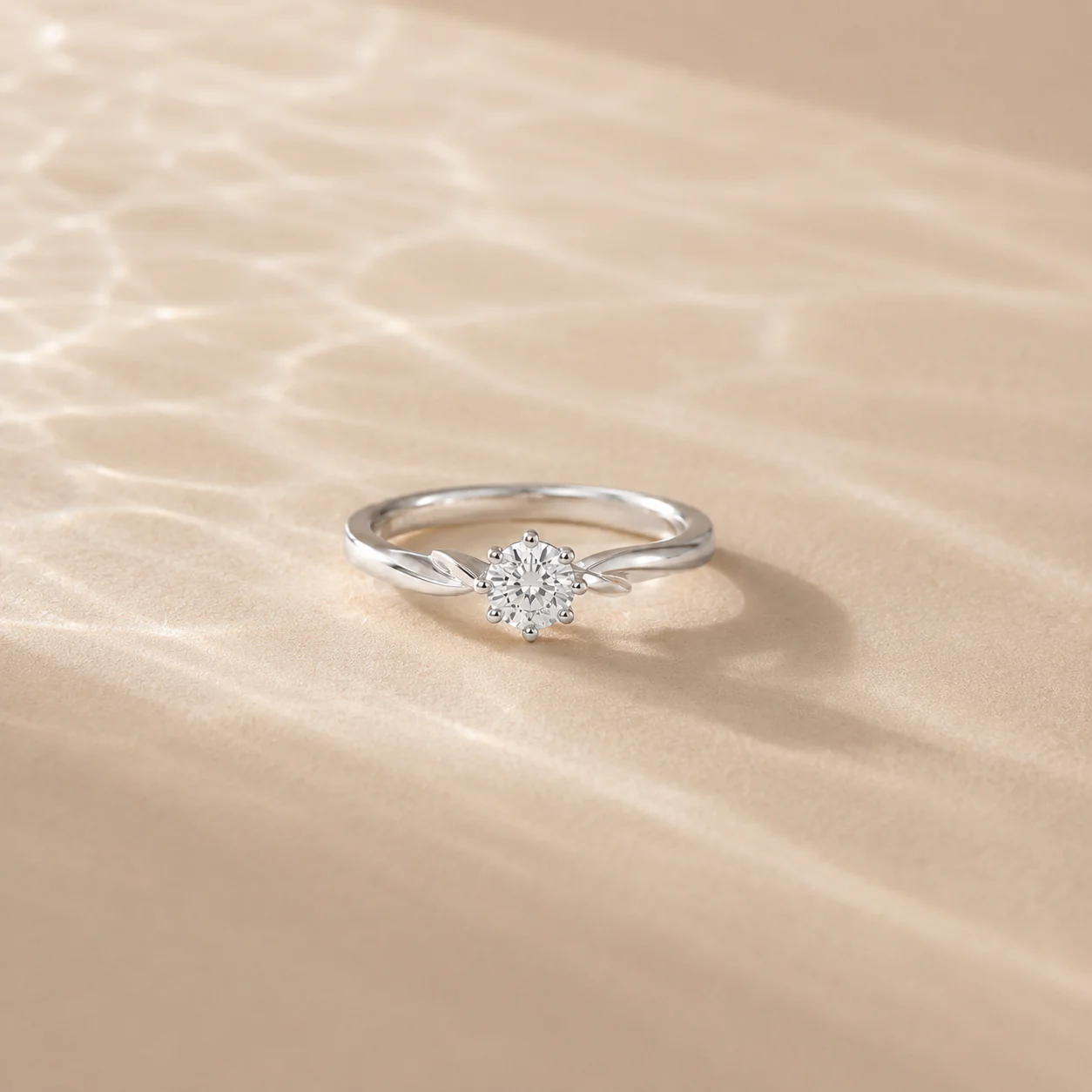 Leaf Whisper Solitaire Ring - Image 4