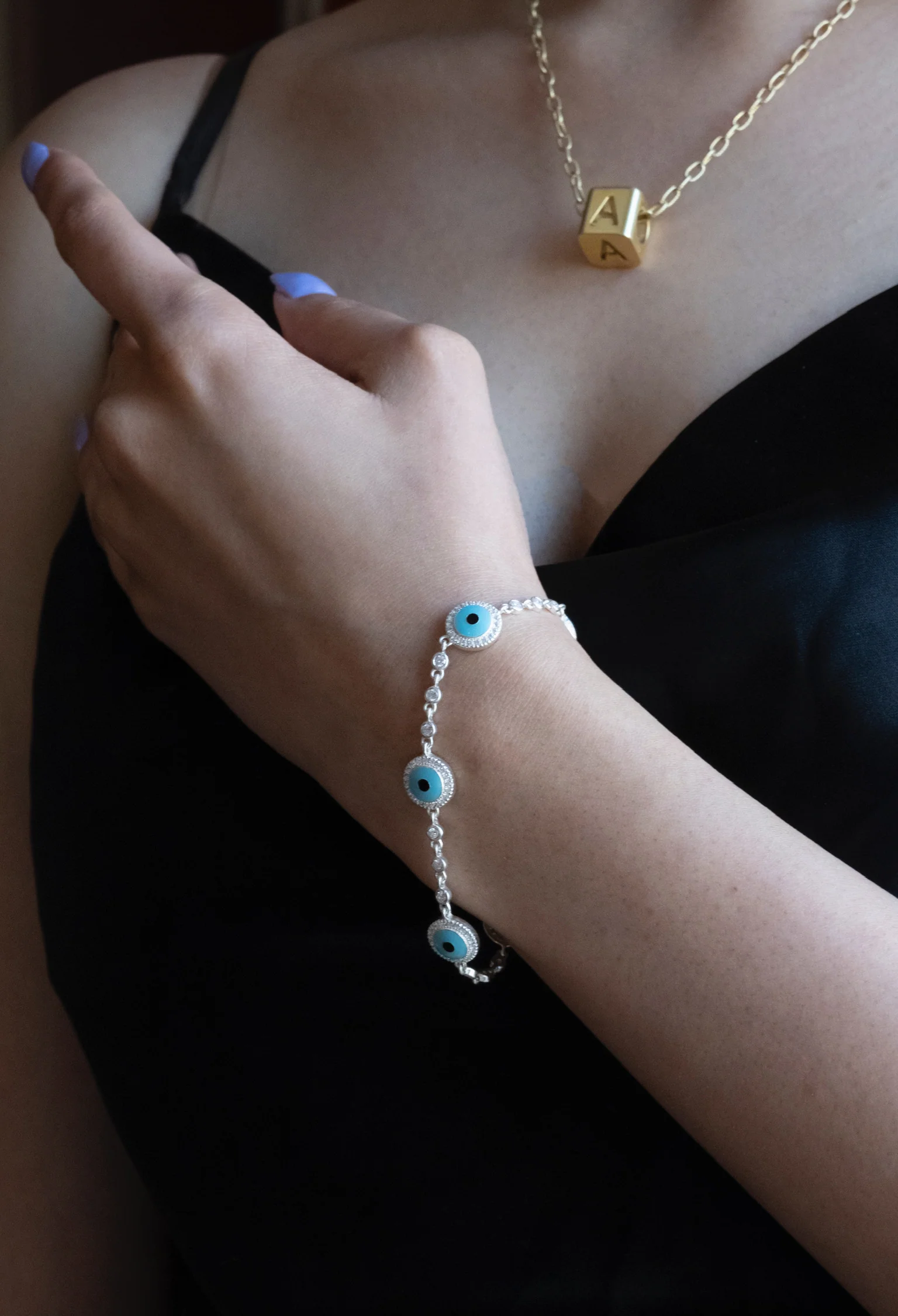 Looped Evil Eye Bracelet - Image 3