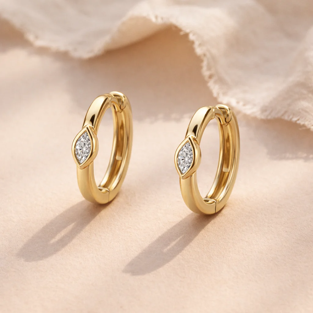 Marquise Mini Bezel Huggie - Image 3