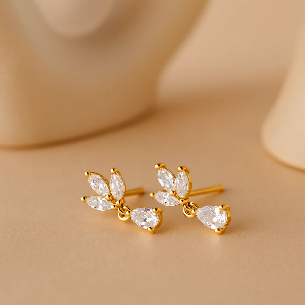 Marquise Pear Drop Studs - Image 2