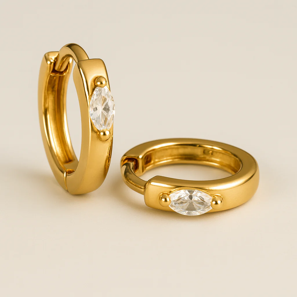 Marquise Prong Mini Huggie - Image 5