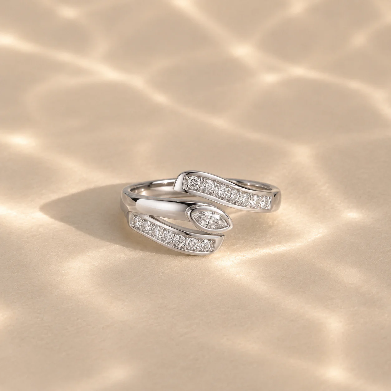 Marquise Wrap CZ Open Ring - Image 3