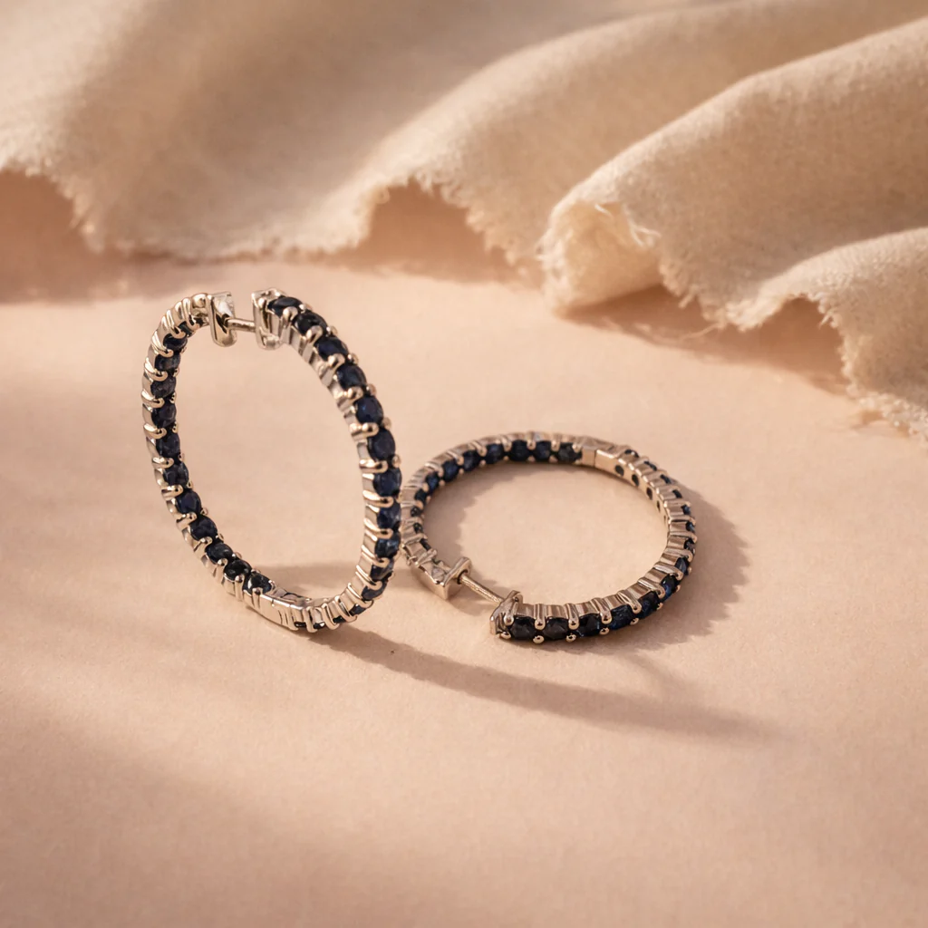 Midnight Sapphire Hoops