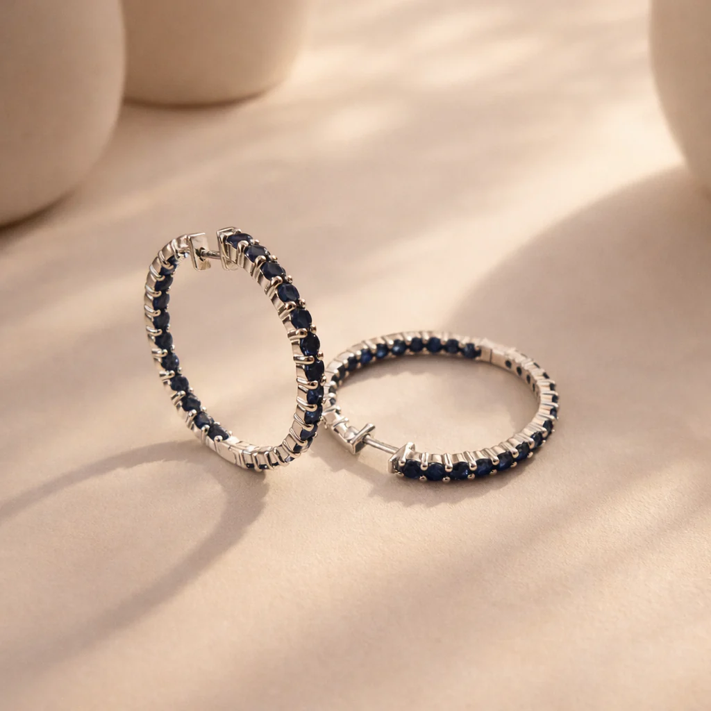 Midnight Sapphire Hoops - Image 4