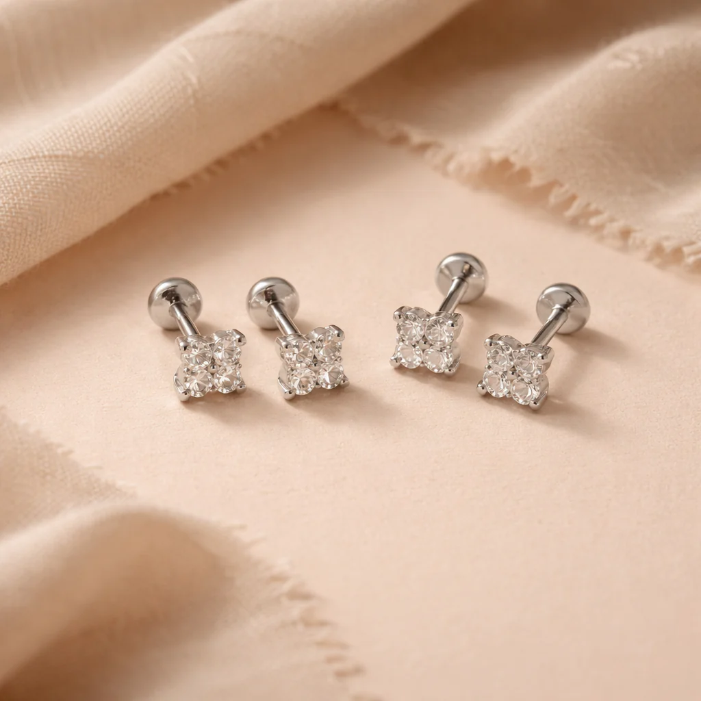 Mini Quad Diamond Studs - Image 3