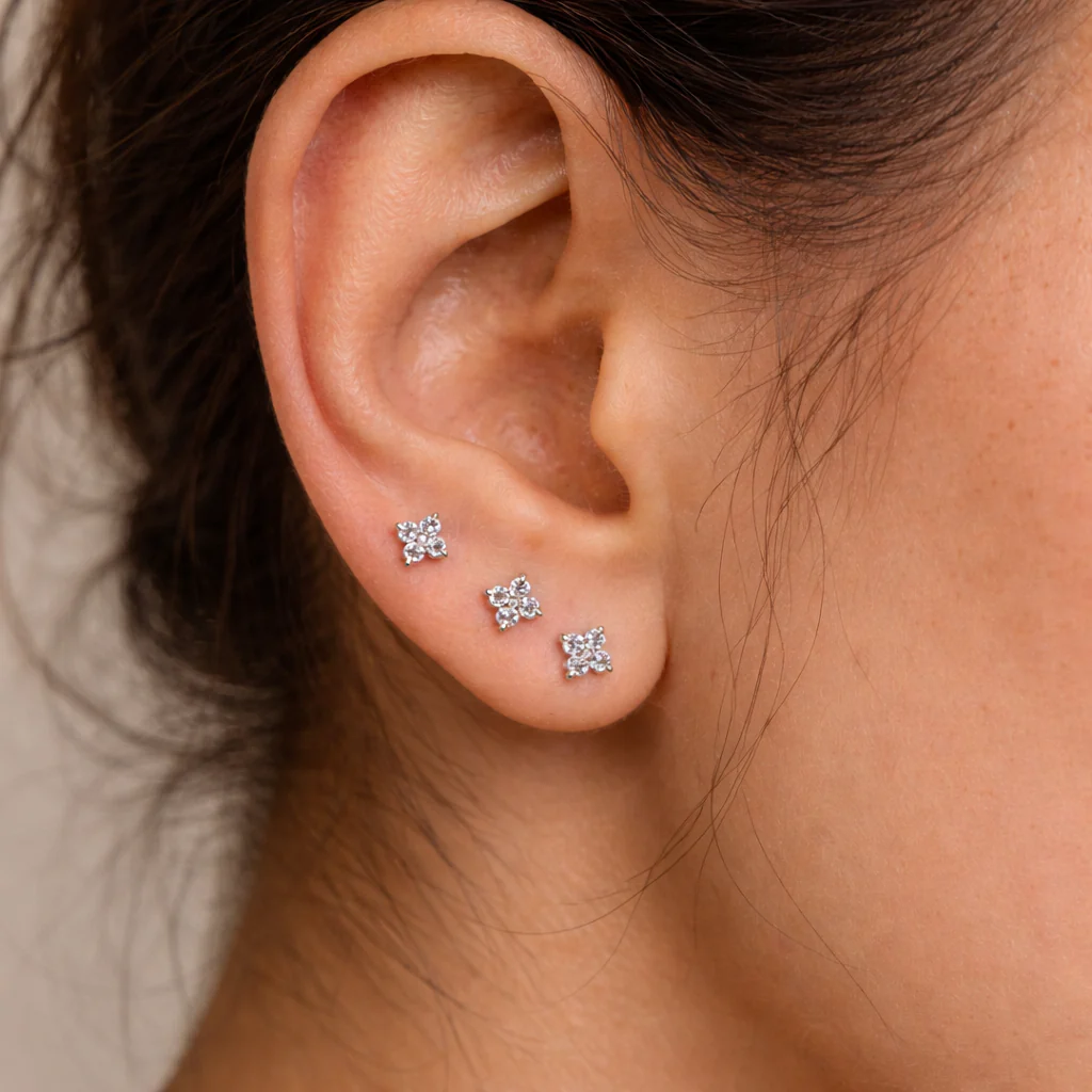 Mini Quad Diamond Studs - Image 4