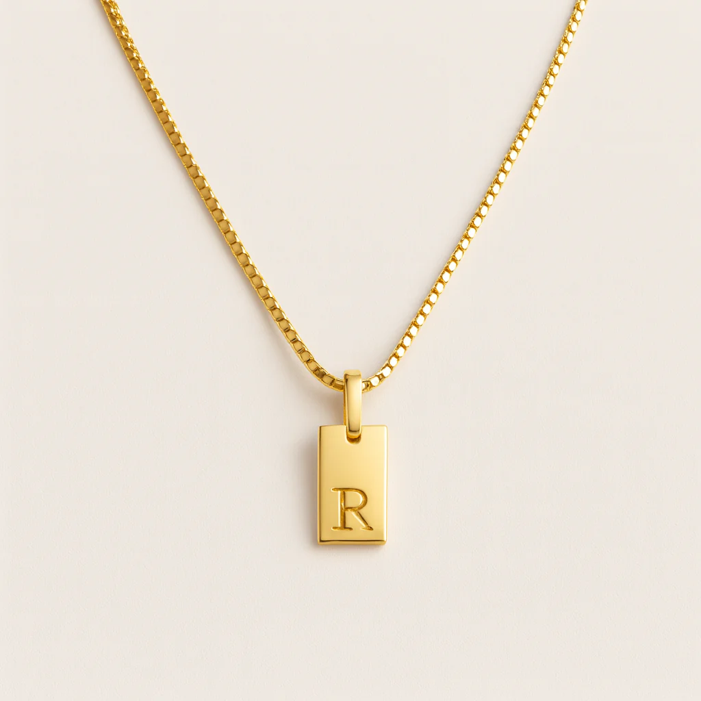 Mini Tag Initial Necklace - Image 4