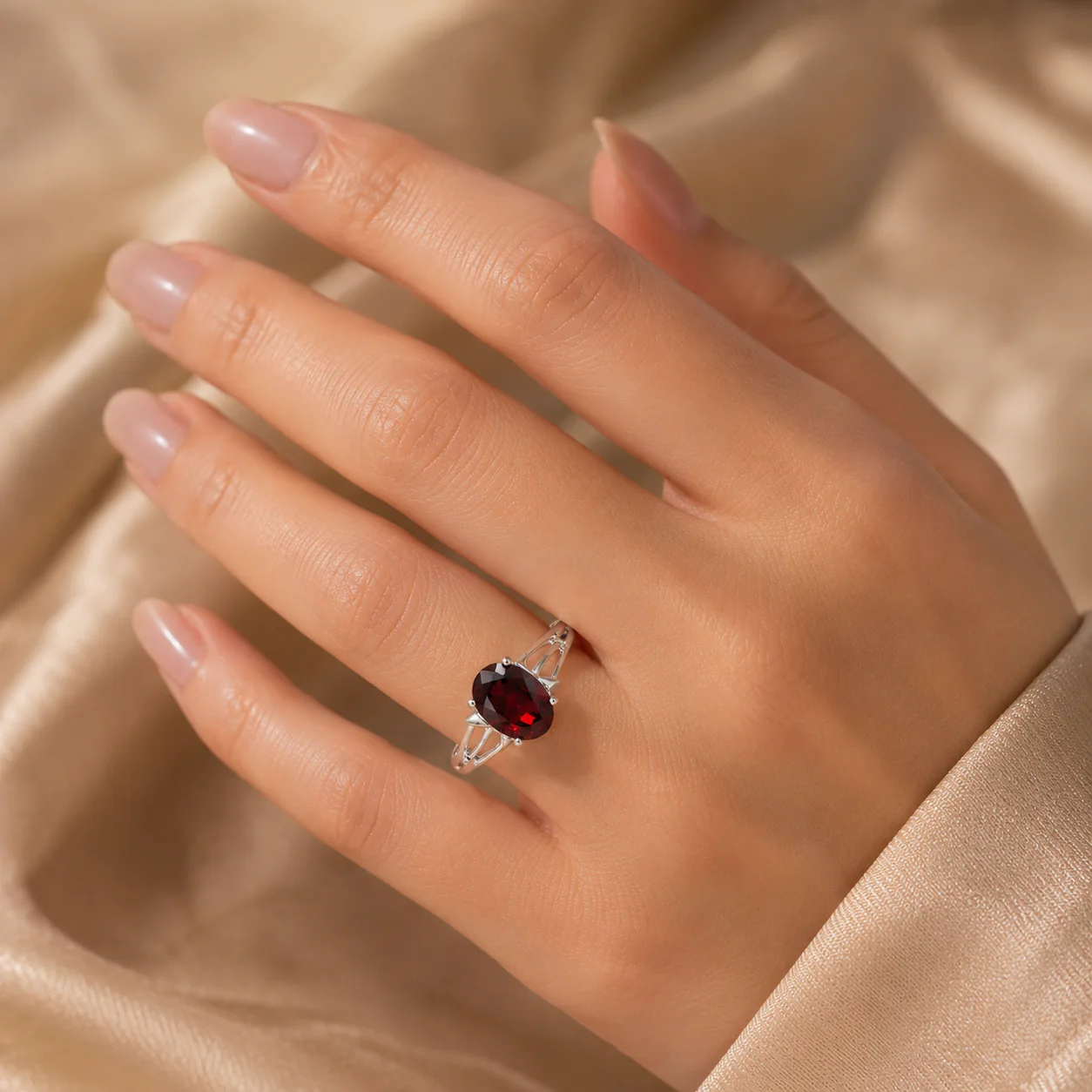 Minimal Garnet Ring - Image 4