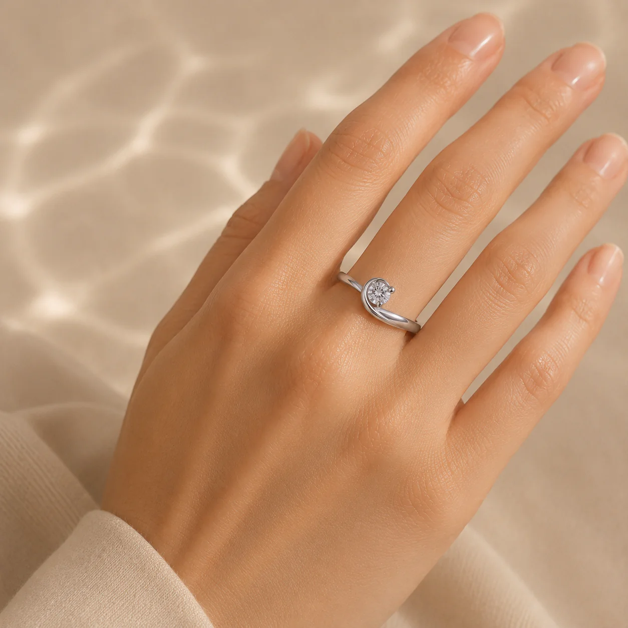 Modern Twist Solitaire CZ Ring