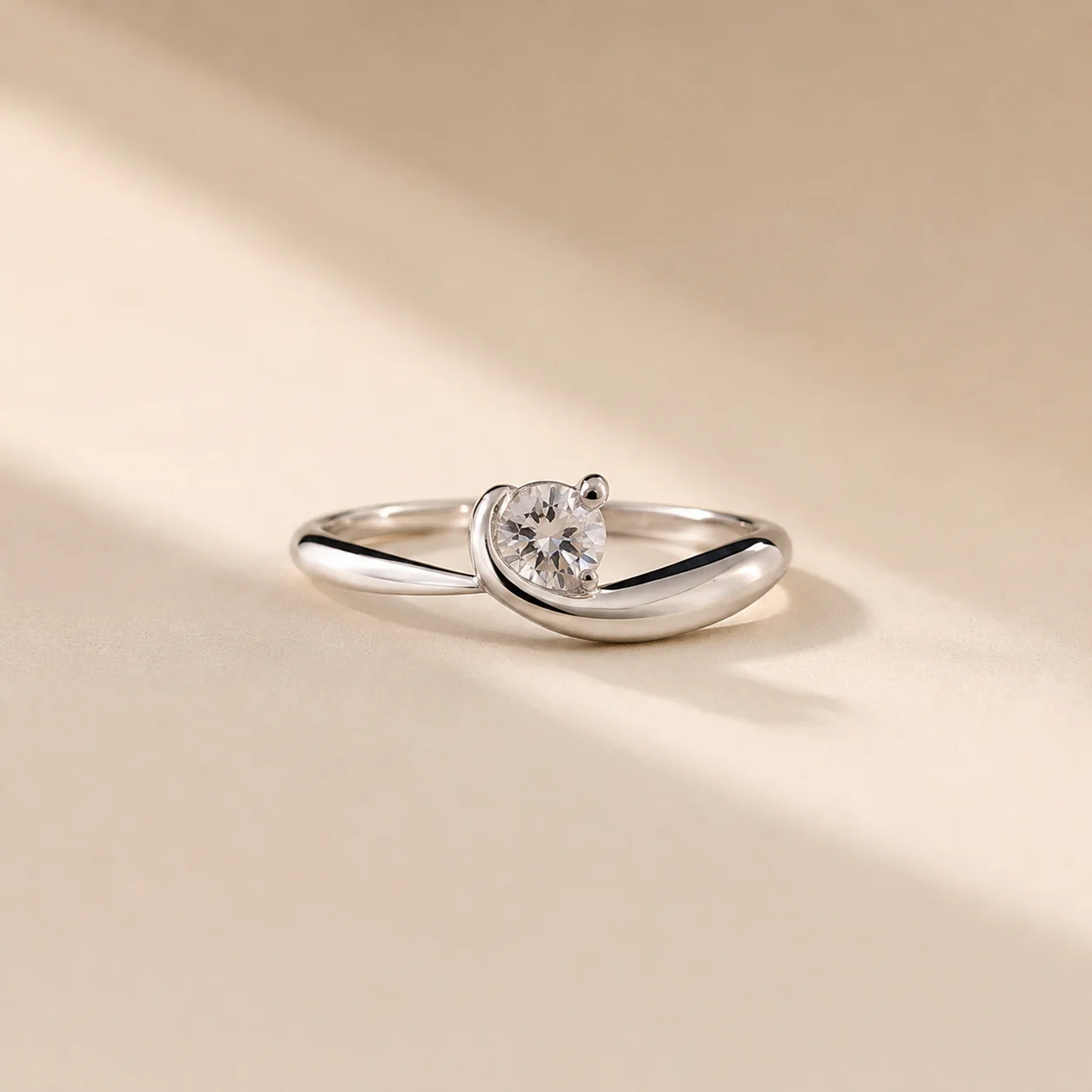 Modern Twist Solitaire CZ Ring - Image 2