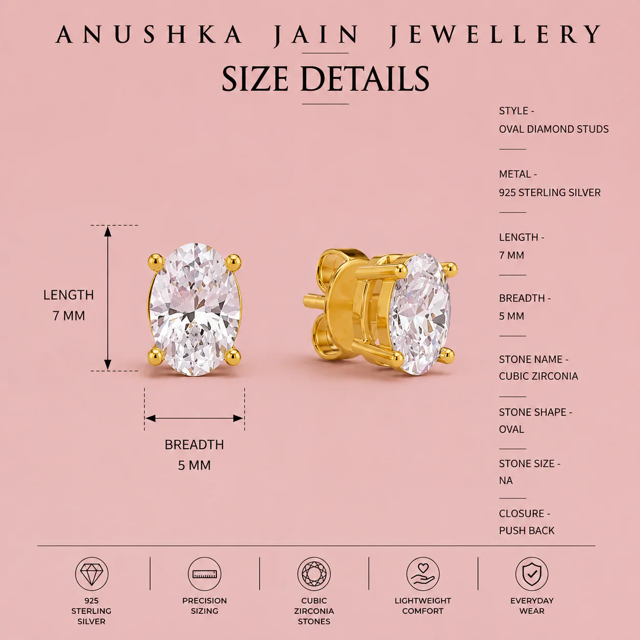Oval Diamond Studs - Image 4