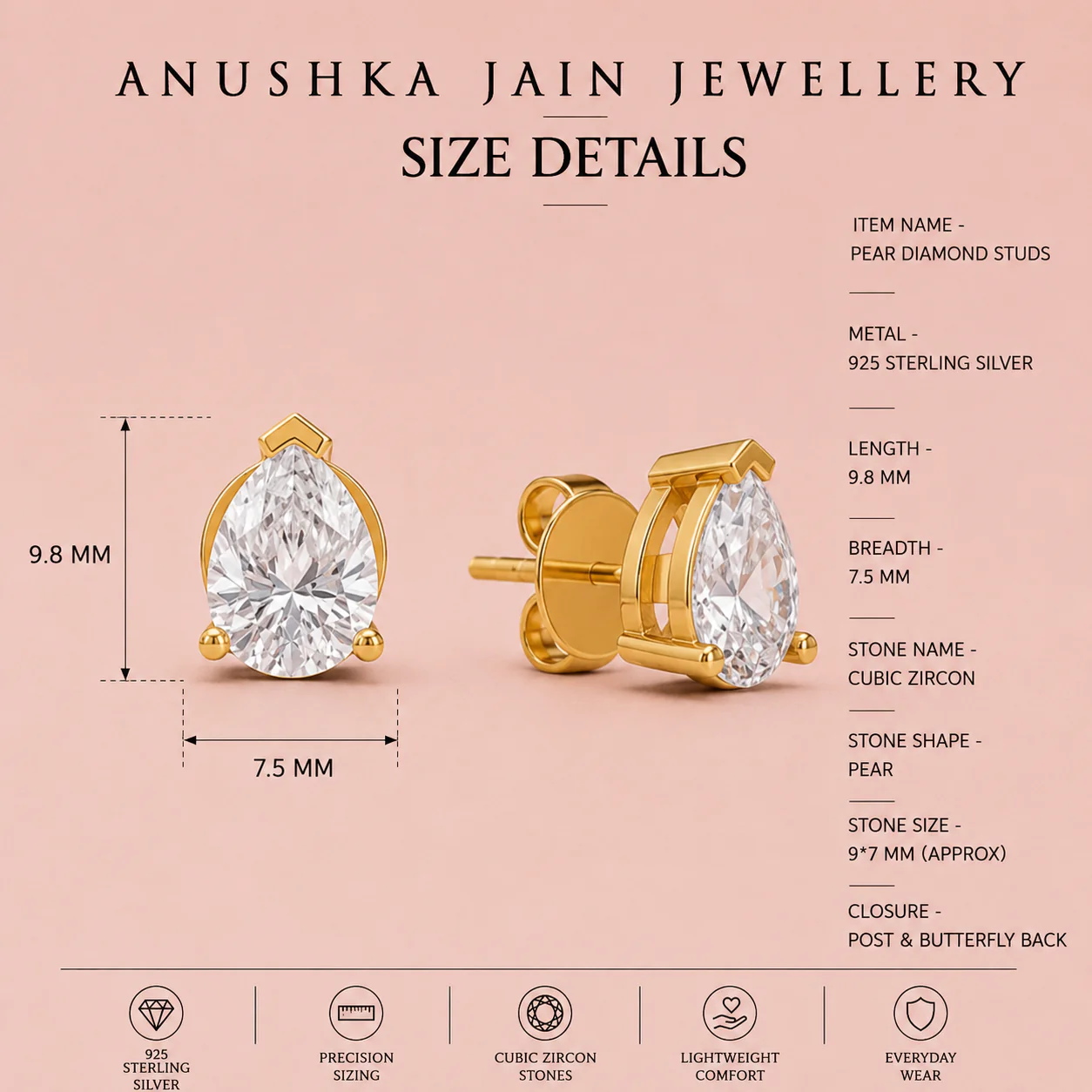 Pear Diamond Studs - Image 4