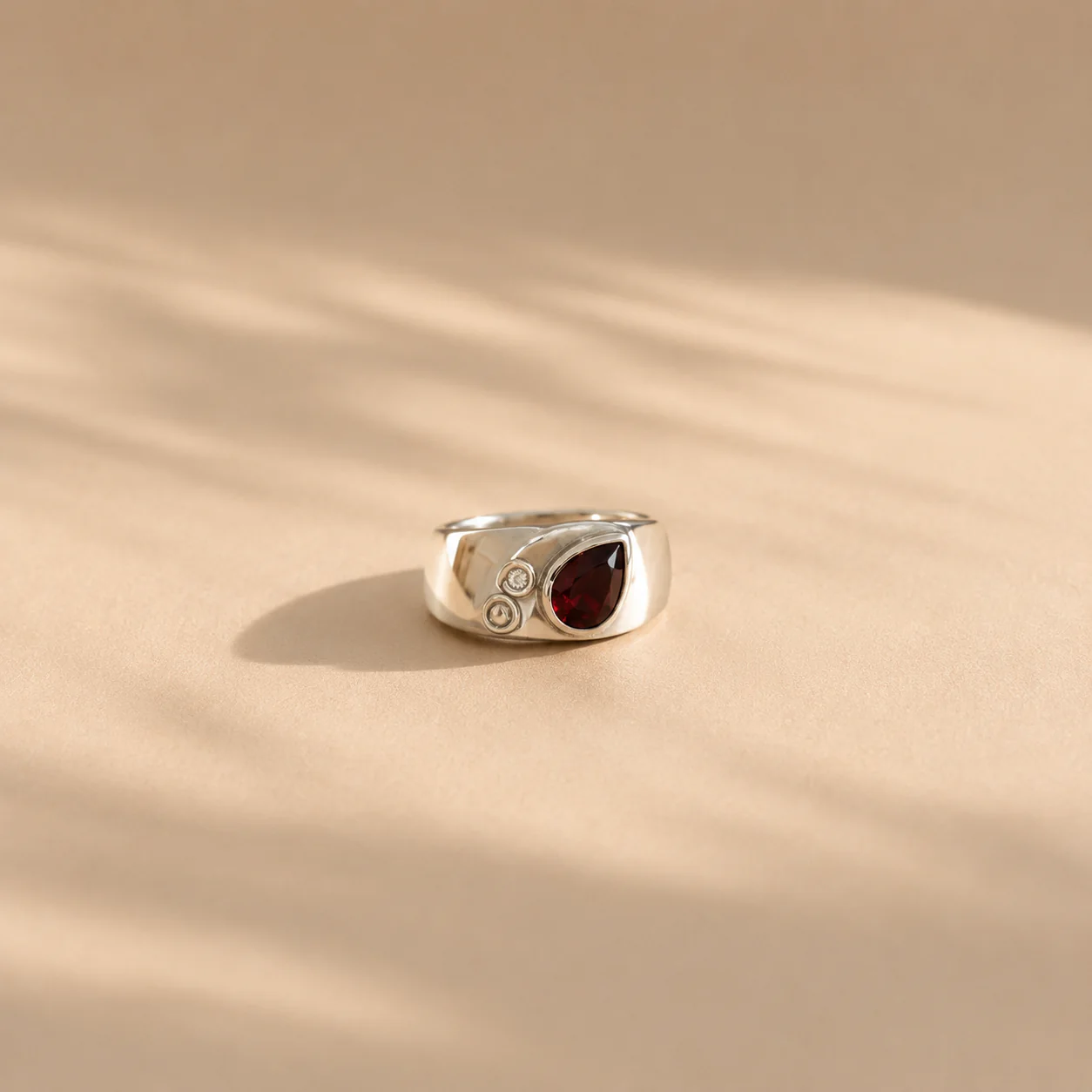 Pear Garnet Signet Ring