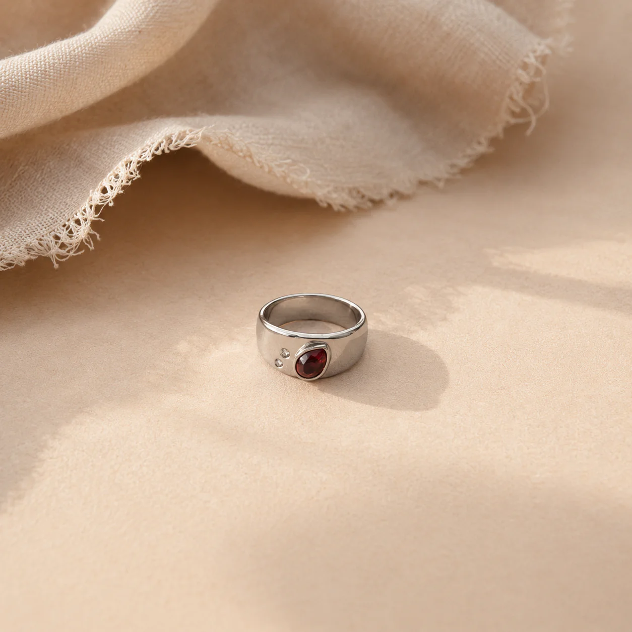 Pear Garnet Signet Ring - Image 2