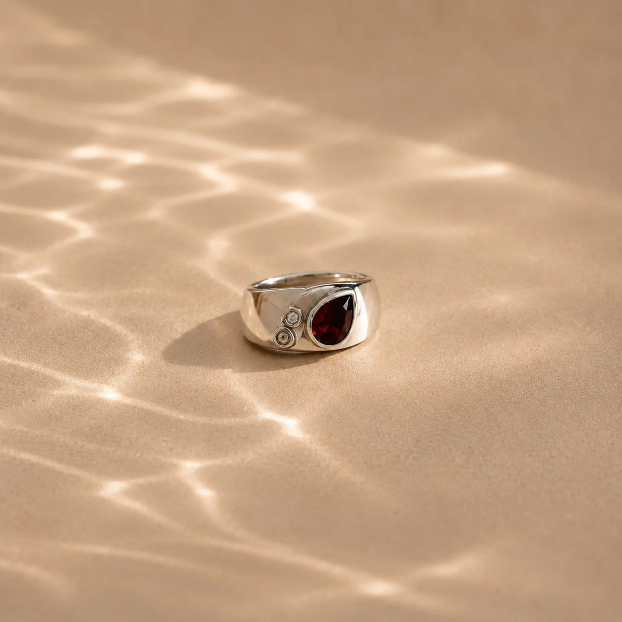Pear Garnet Signet Ring - Image 3
