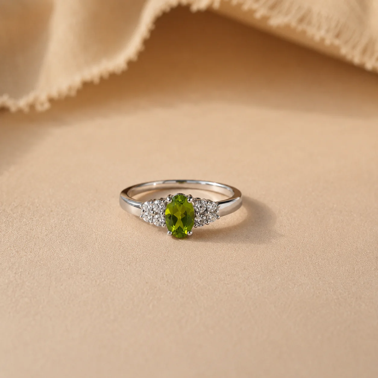 Peridot & White CZ Cluster Ring