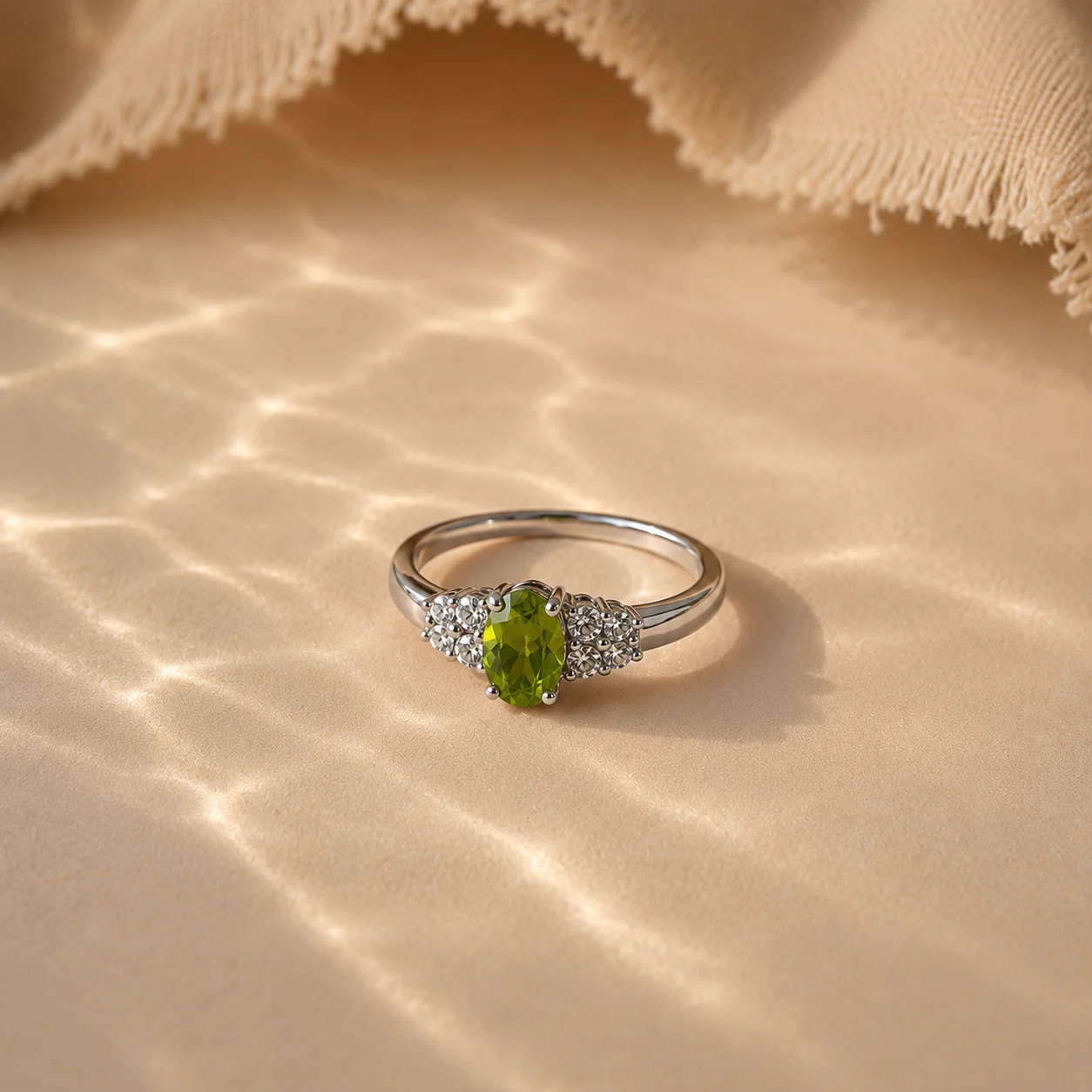 Peridot & White CZ Cluster Ring - Image 2