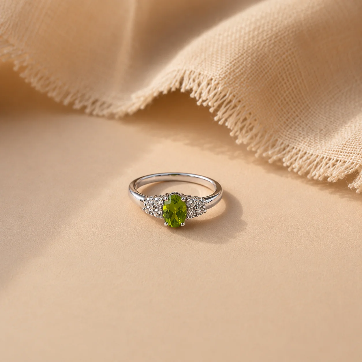 Peridot & White CZ Cluster Ring - Image 3