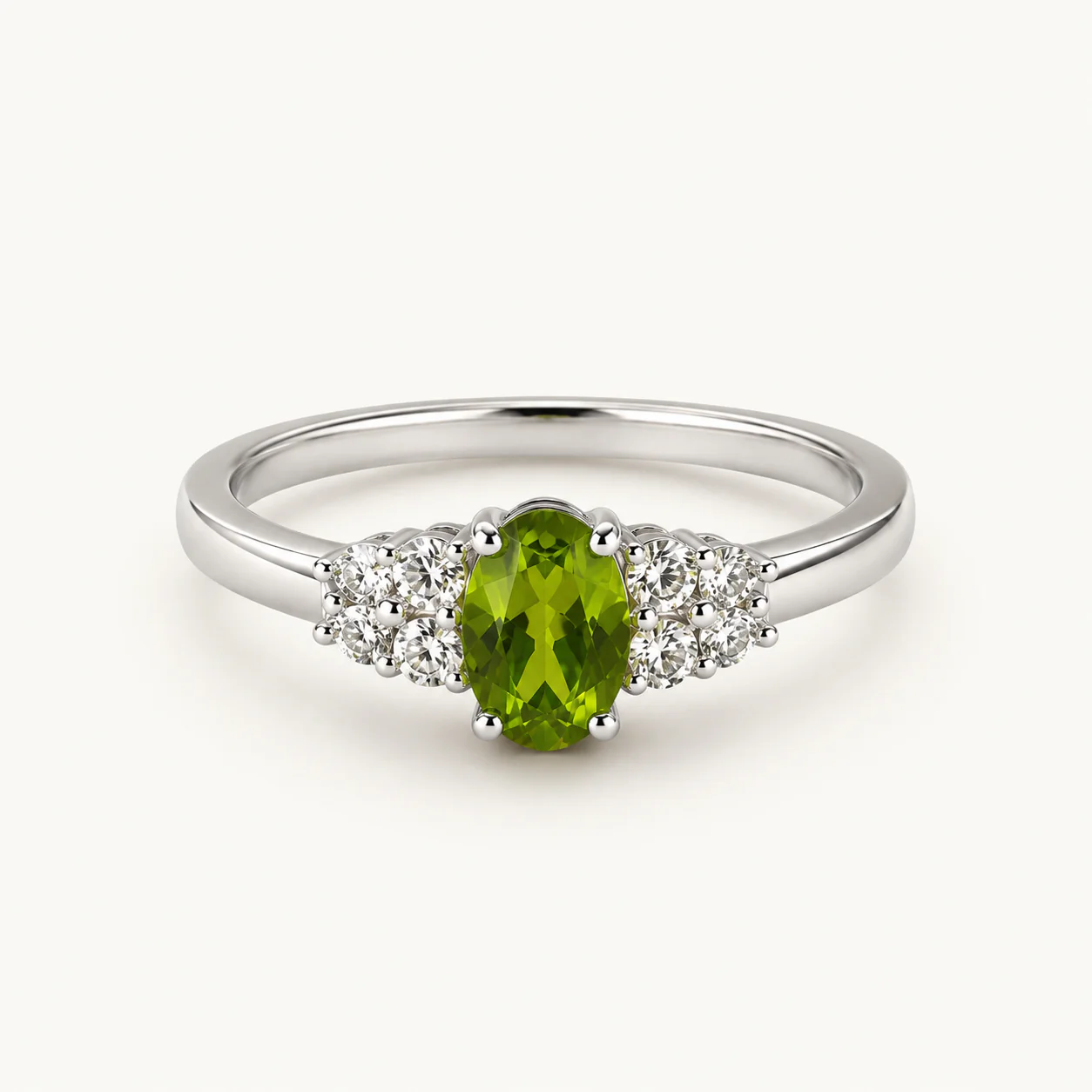 Peridot & White CZ Cluster Ring - Image 4