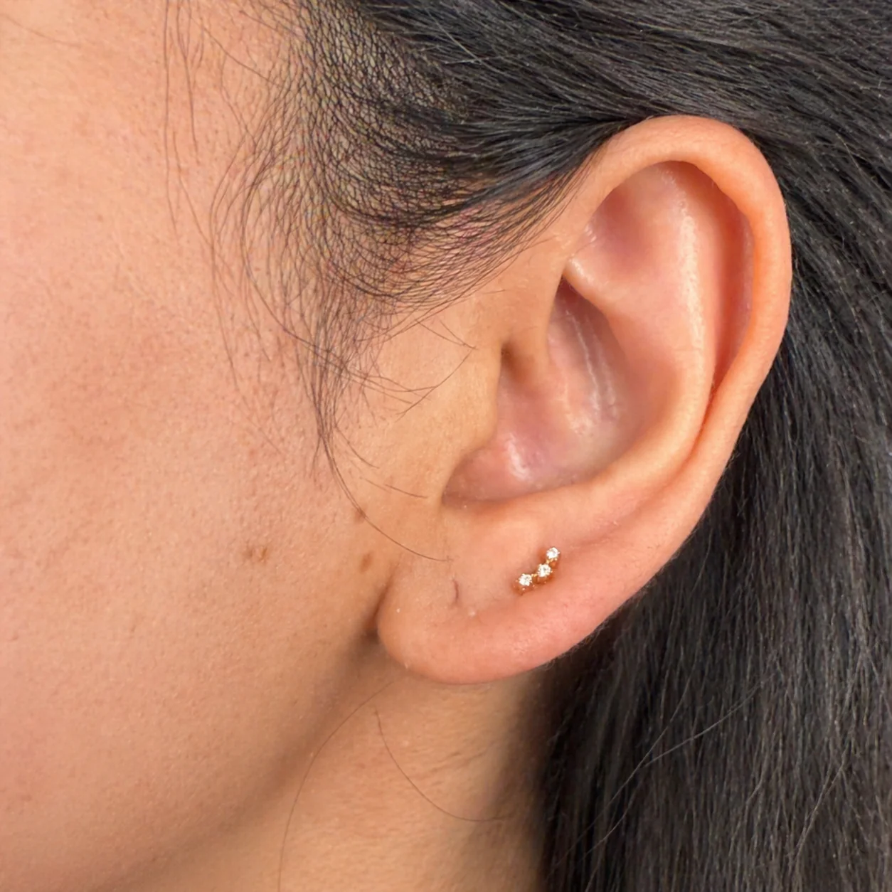 Petite Diamond Curve Studs - Image 2