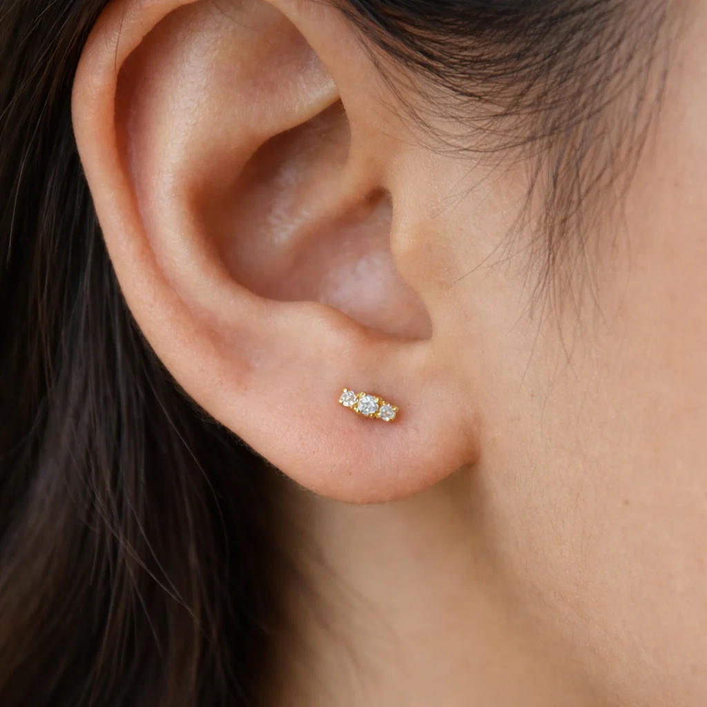 Petite Diamond Line Studs - Image 3