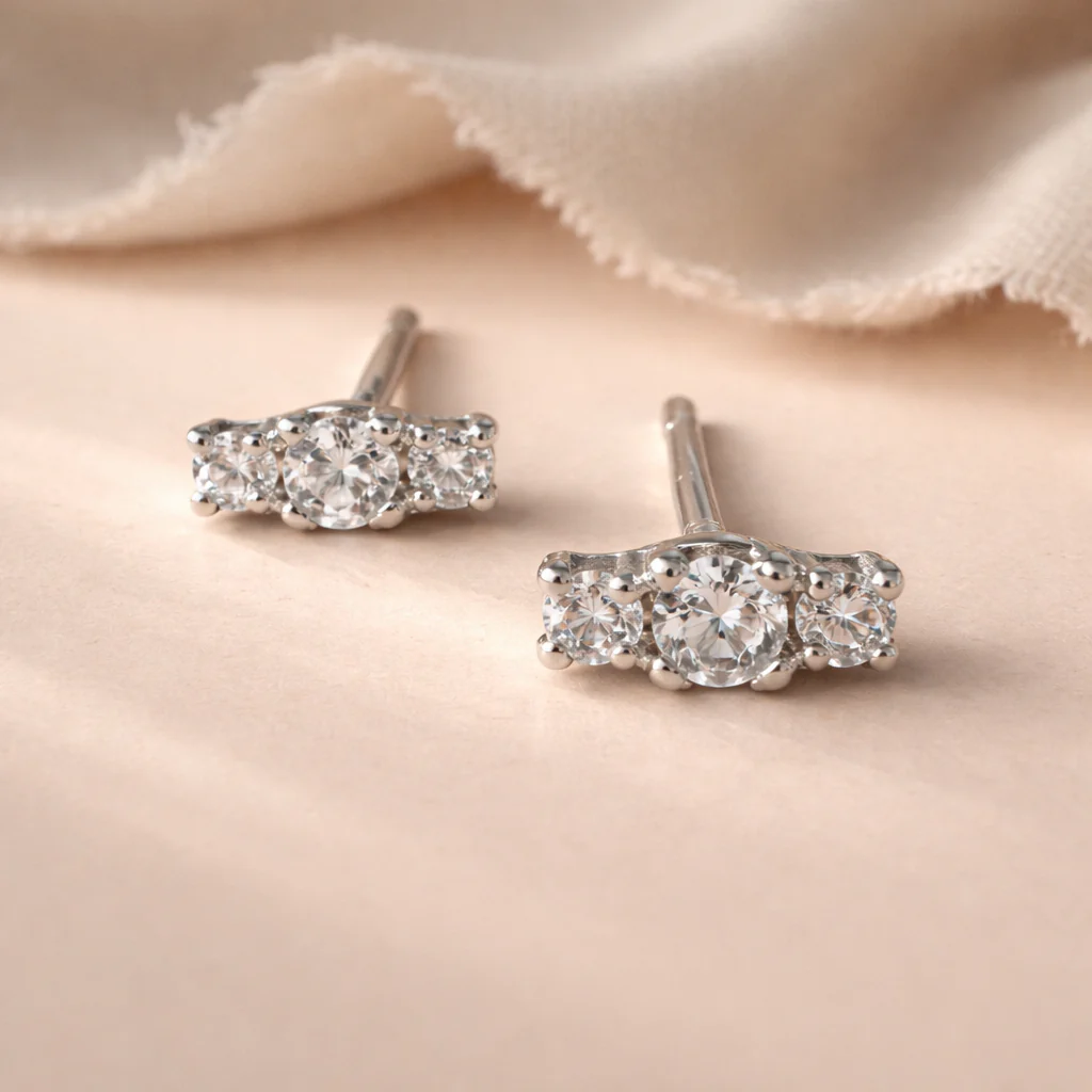 Petite Diamond Line Studs - Image 4