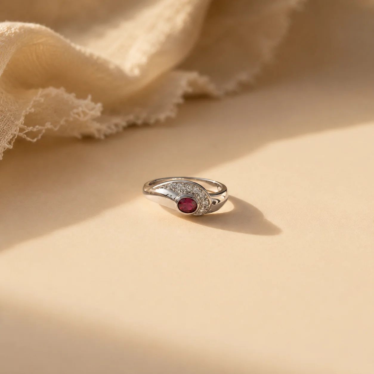 Petite Garnet Swirl Ring