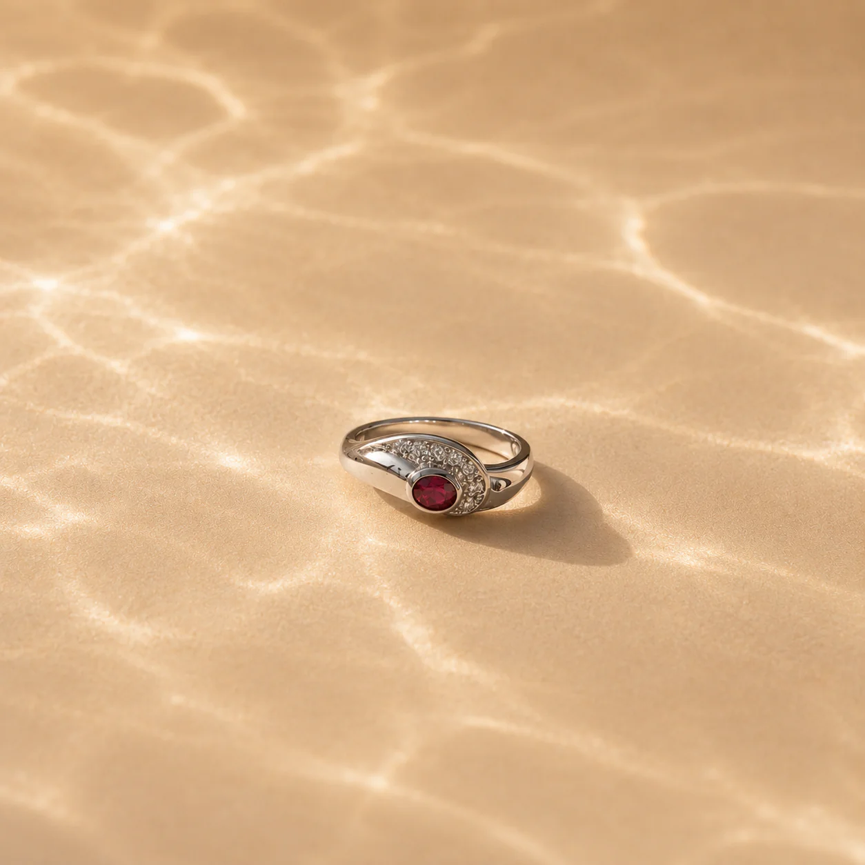 Petite Garnet Swirl Ring - Image 2