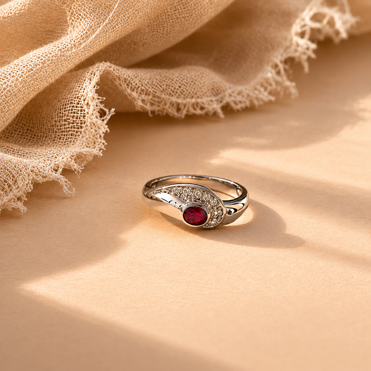 Petite Garnet Swirl Ring - Image 3