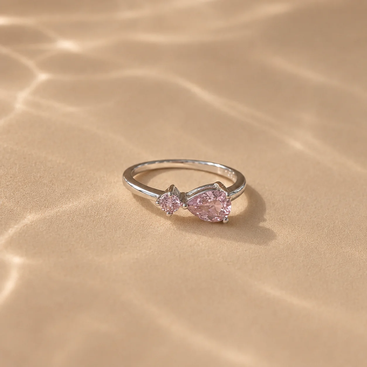 Pink CZ Toi et Moi Ring - Image 2
