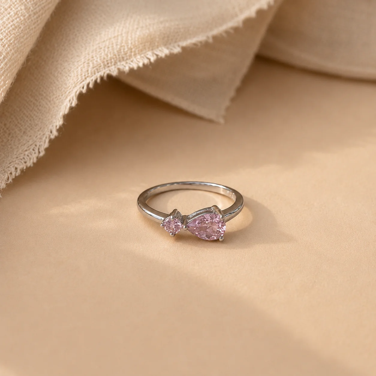 Pink CZ Toi et Moi Ring - Image 3