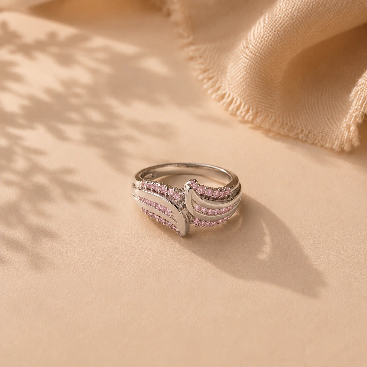 Pink CZ Wave Statement Ring - Image 2