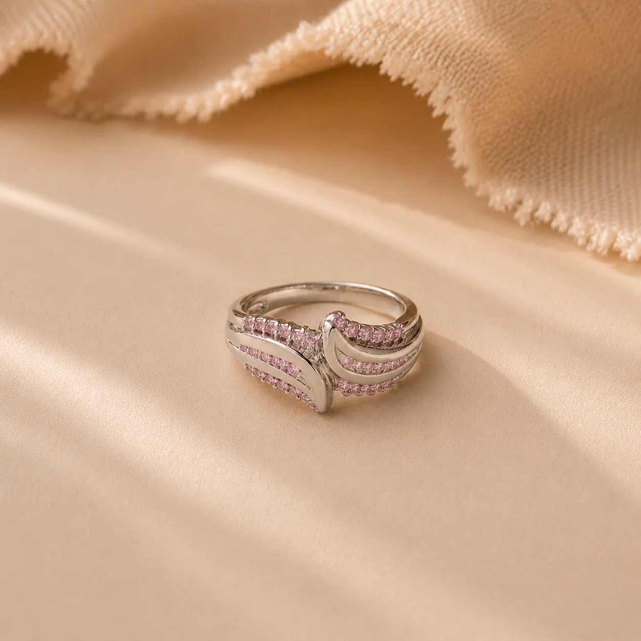 Pink CZ Wave Statement Ring - Image 3