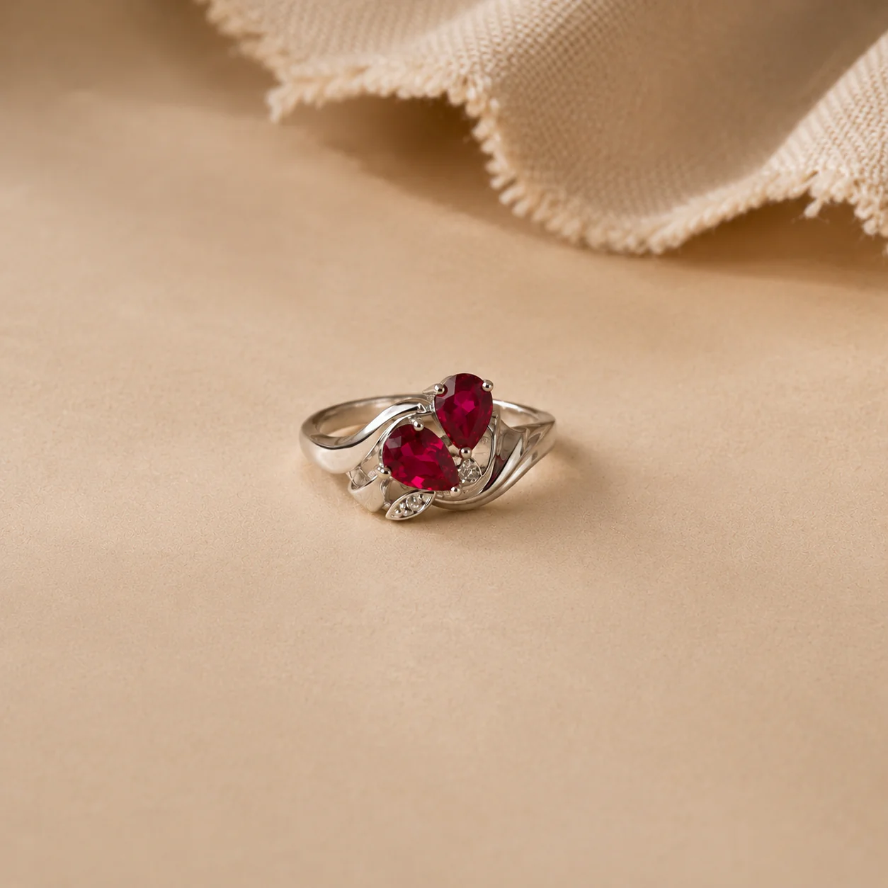 Pink Pear Stone Floral Ring - Image 3