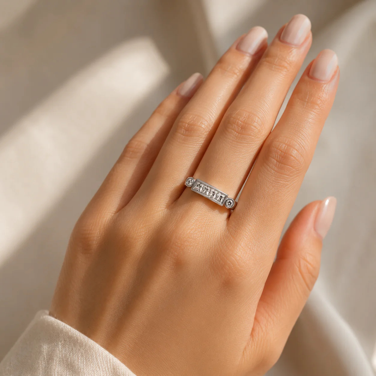 Princess Cut Bar Ring - Image 4